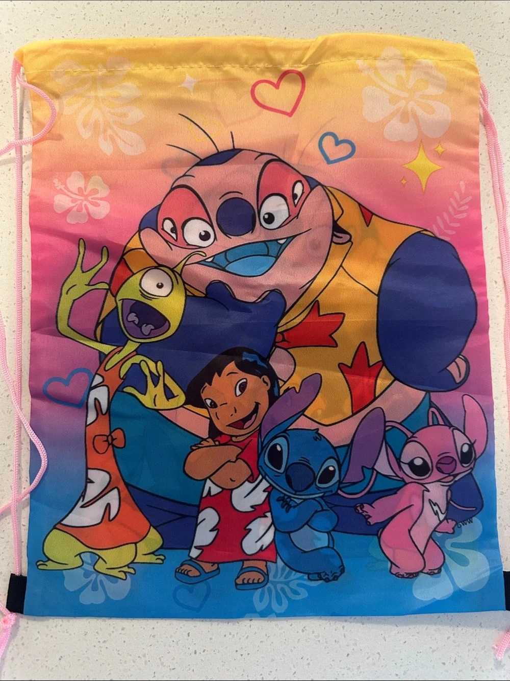 Blue and Pink Kids Drawstring Backpack, NWOT